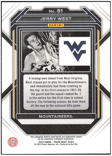 Miniatura 2 de JERRY WEST 2023-24 Panini Prizm Draft Picks #81 NM+-MT NBA Basketball