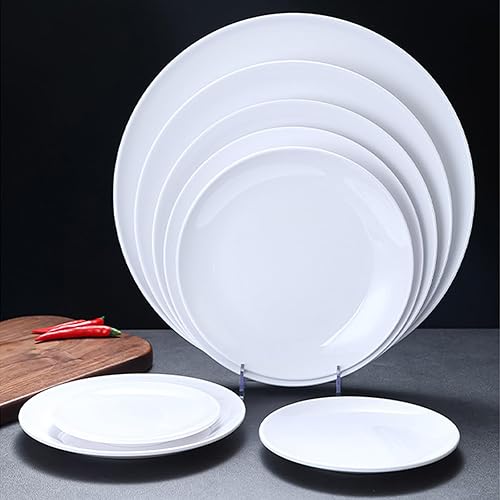 Miniatura 3 de Platos llanos de melamina, platos reutilizables para exteriores e interiores, aptos para lavavajillas, sin BPA, juego de 2, color blanco (10