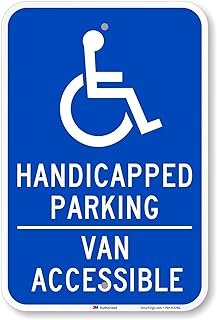 SmartSign 18 x 12 inch “Handicapped Parking - Van Accessible†Sign, 63 mil Aluminum, 3M Laminated Engineer Grade Reflective Material, Blue and White