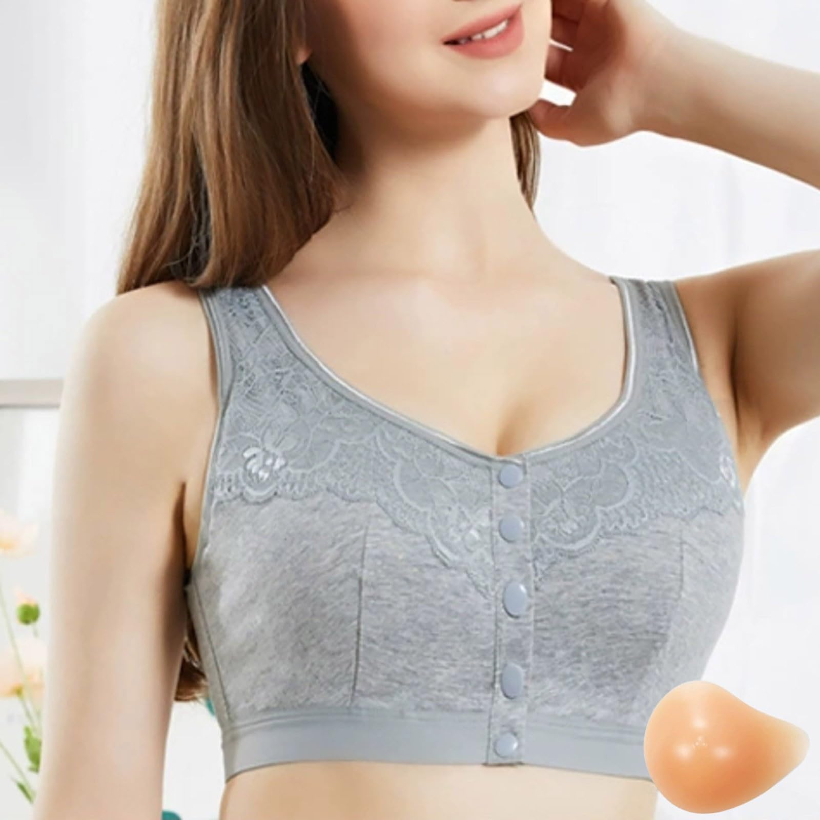 Generisch BH Ohne BüGel Brustprothesen-BH für die Nachsorge, atmungsaktives Silikon-Liner mit Komfortdesign für den täglichen Gebrauch und die Krebsrehabilitation