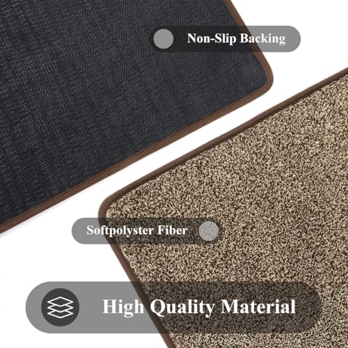 Pauwer Schmutzfänger Saugfähige Fußmatte Türvorleger Waschbare rutschfeste Eingangsmatte Sauberlaufmatte Flur Teppich Schmutzfangmatte Türmatte Innen und Außen (45X70cm, Khaki)