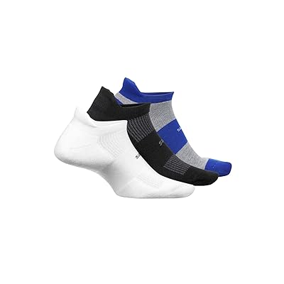 Feetures High Performance Cushion No Show Tab 3 Pair Pack No Show Socks Shoes Boost Blue/Black/White 2