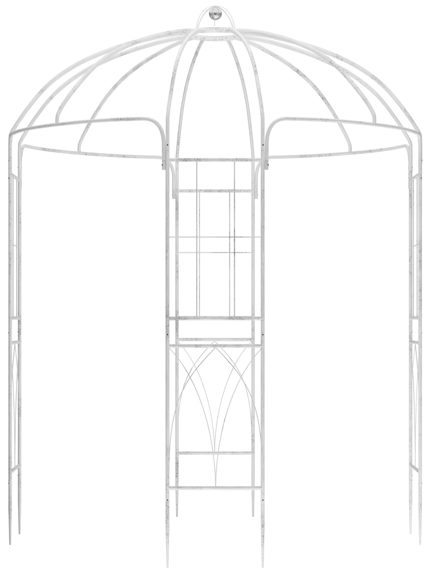 CLP Gartenpavillon wetterfest Keira, Rosenbogen mit Rankhilfe, 270x200 cm, Stahlgestell pulverbeschichtet, stabil & dekorativ für Terrasse, Farbe:antik weiß