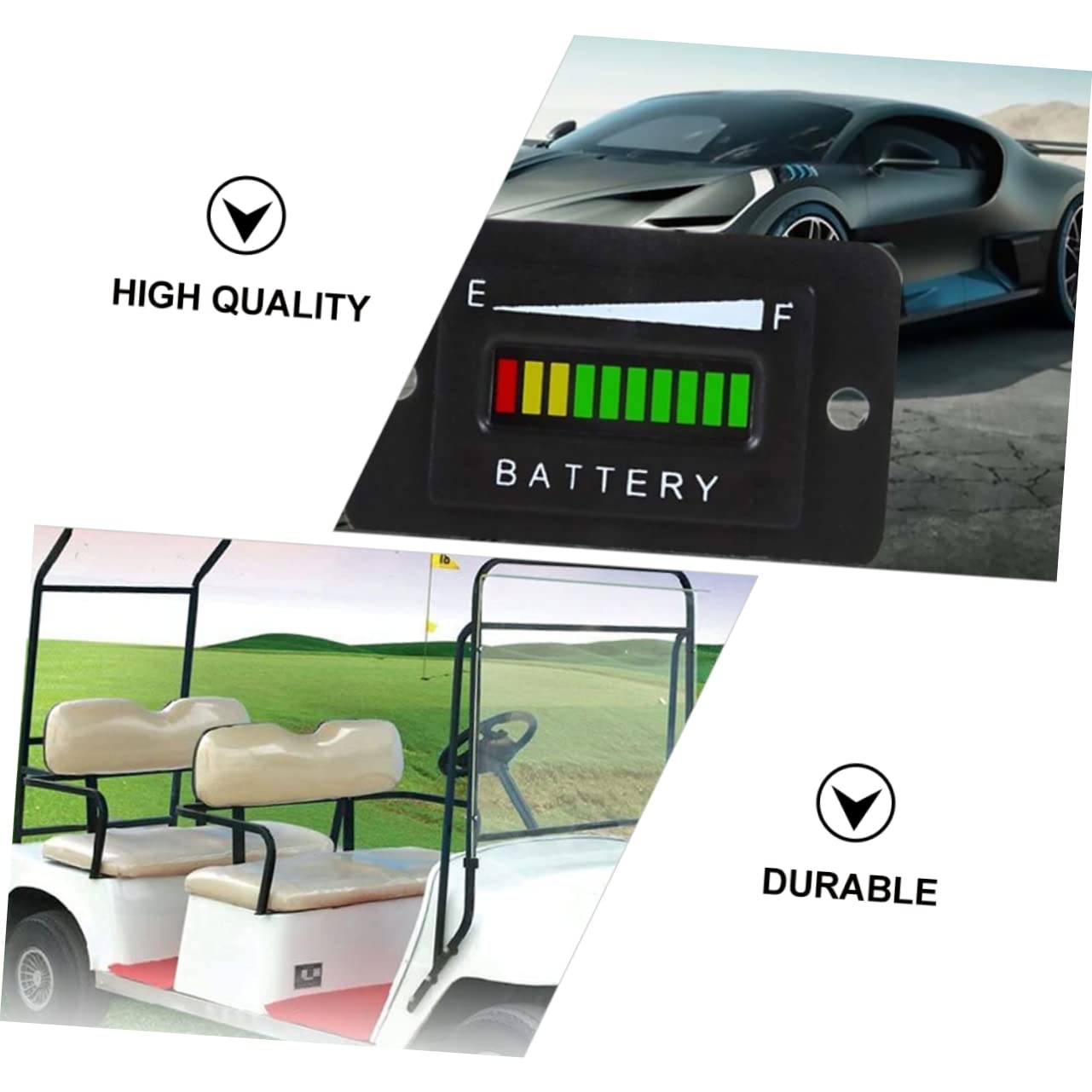 Ciieeo 1Pc LED Battery Voltage Indicator Tester for Golf Cart Durable Construction Easy to Read LED Light Display Portable Battery Capacity Gauge