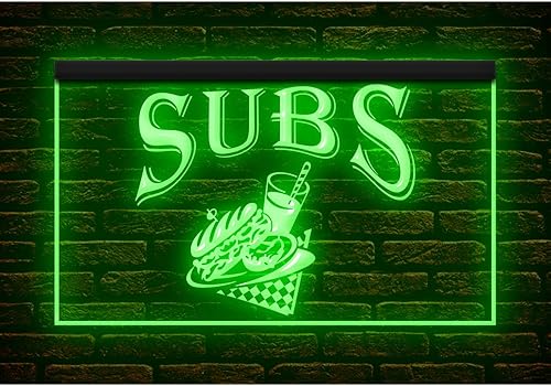 Miniatura 4 de 110078 Open Subs Shop Sandwiches Bar Cafe Display - Letrero de neón con luz LED (12 x 8 pulgadas, azul)