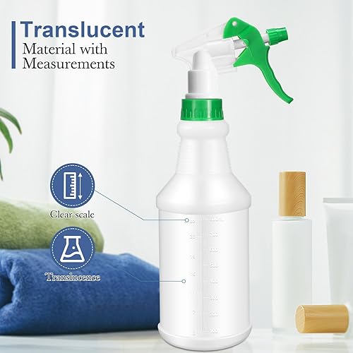 Miniatura 2 de Zubebe Paquete de 24 botellas rociadoras de plástico de 32 onzas a granel, botellas de spray vacías a prueba de fugas resistentes para suministros