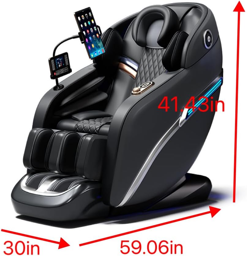 Weightless Recline Massage Chair Full Body, SL-Track Shiatsu Massage Chair with 3D Heat, AI Voice Control, Body Scan Technology, Zero Gravity for Home Office (Black)