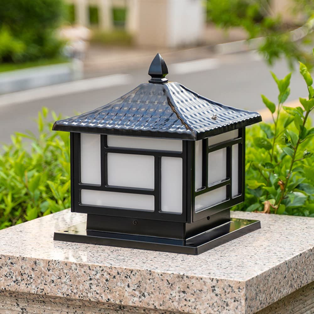 RCIDOS Styl Rustykalny Post Head Light Odlewany Aluminiowy Abażur W Stylu Vintage 1-pak Akrylowa Lampa Podłogowa Na Kolumnę Na Zewnątrz Z Pier Base Light Post Cap Light W Nowoczesnym Stylu