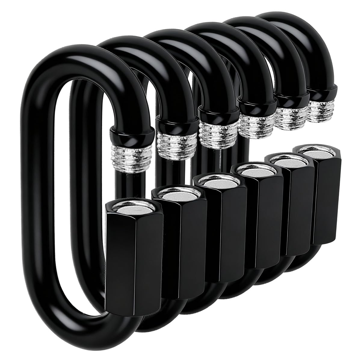 Quick Link - Ekunbuy Heavy Duty Black Chain Link Connector,Screw Lock Oval Clips Electrophoresis Anti-Rust Coating for Secure Outdoor & Indoor Use in Camping, Hammocks,Gym (M6(2.36in, Piece, 6)