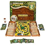 Jumanji Deluxe - die elektronische Premiumausgabe des Erfolgsspiels - bekannt aus dem legendären Kinofilm. Abenteurer aufgepasst: Fangt nichts an, was nicht beendet werden kann. Seid ihr mutig genug, um euch den Gefahren des legendären Spiels Jumanji zu stellen? Und sie zu bezwingen? Sobald ihr die Batterien eingelegt habt, begrüßen euch die Trommeln von Jumanji und euer mutiges Team findet sich plötzlich tief im Dschungel wieder
