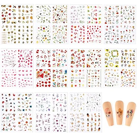 FLOFIA Flower and Butterfly Nail Stickers Cover