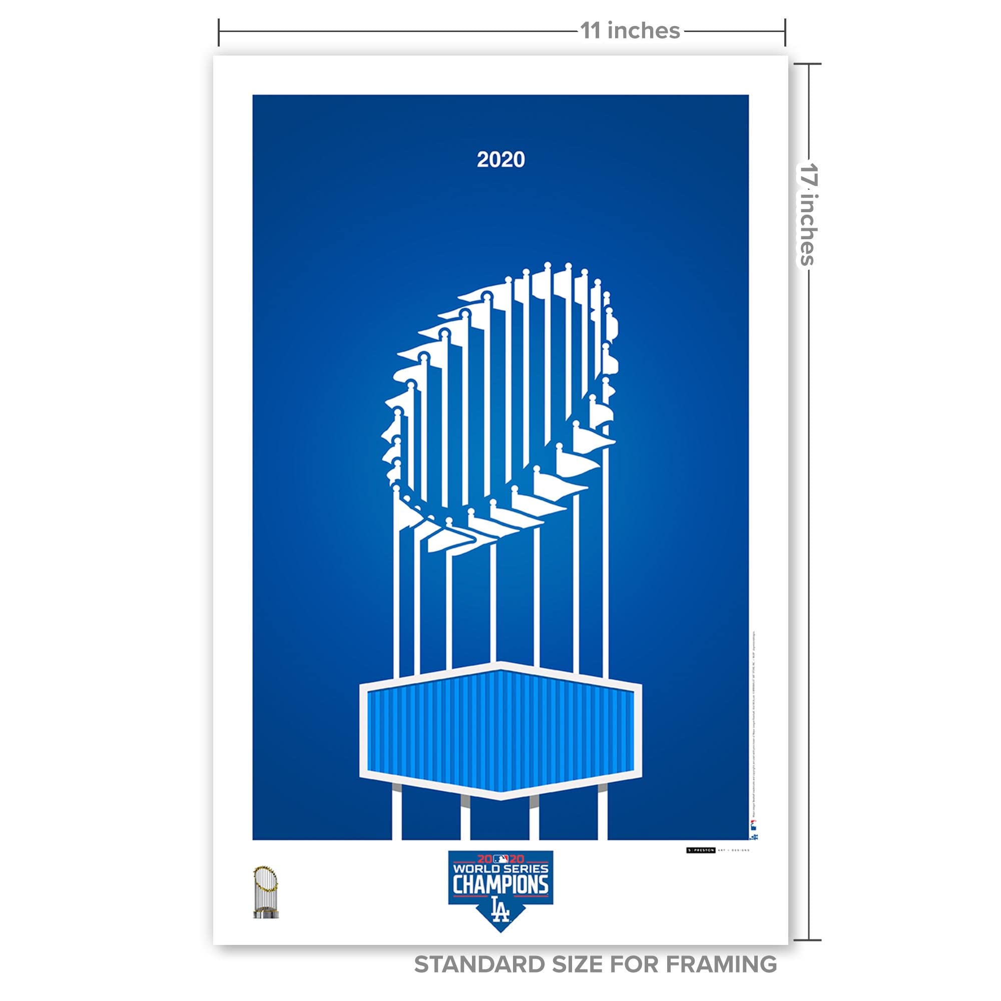 Poster artistico di S. Preston dei Los Angeles Dodgers - Minimalist World Series Champions 2020 - Decorazione murale per soggiorno, 28 x 43 cm, senza cornice