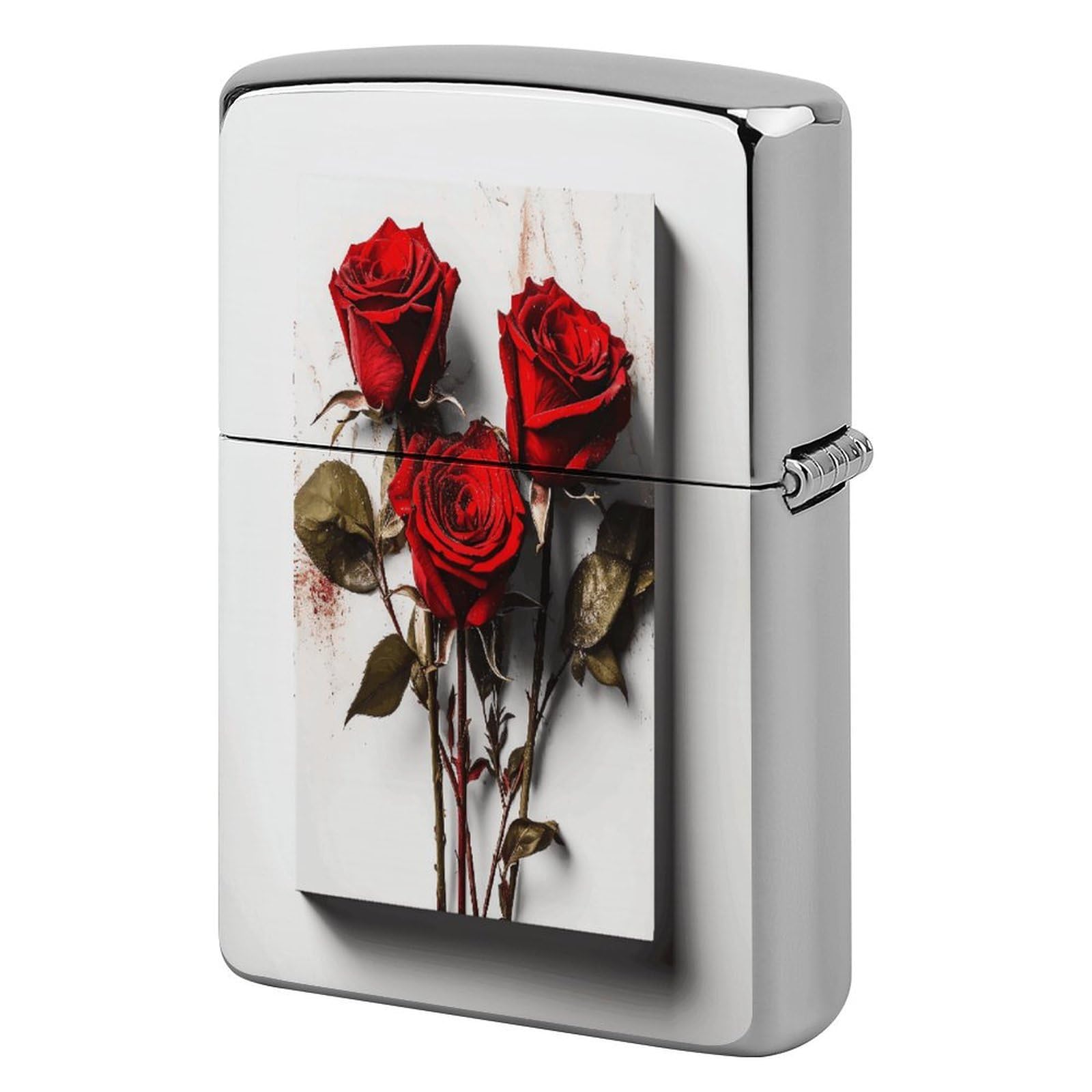 Btcowzrv Style Hand Drawn Rose Metal Lighter Case Sleeve Cover Holder