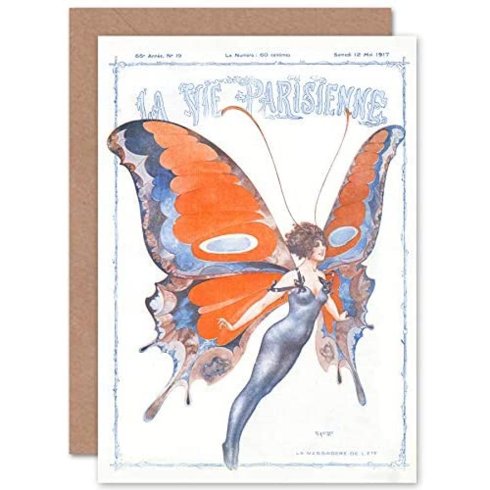 Artery8 La Vie Parisienne Summer Butterfly Magazine Cover Sealed Greeting Card Plus Envelope Blank inside