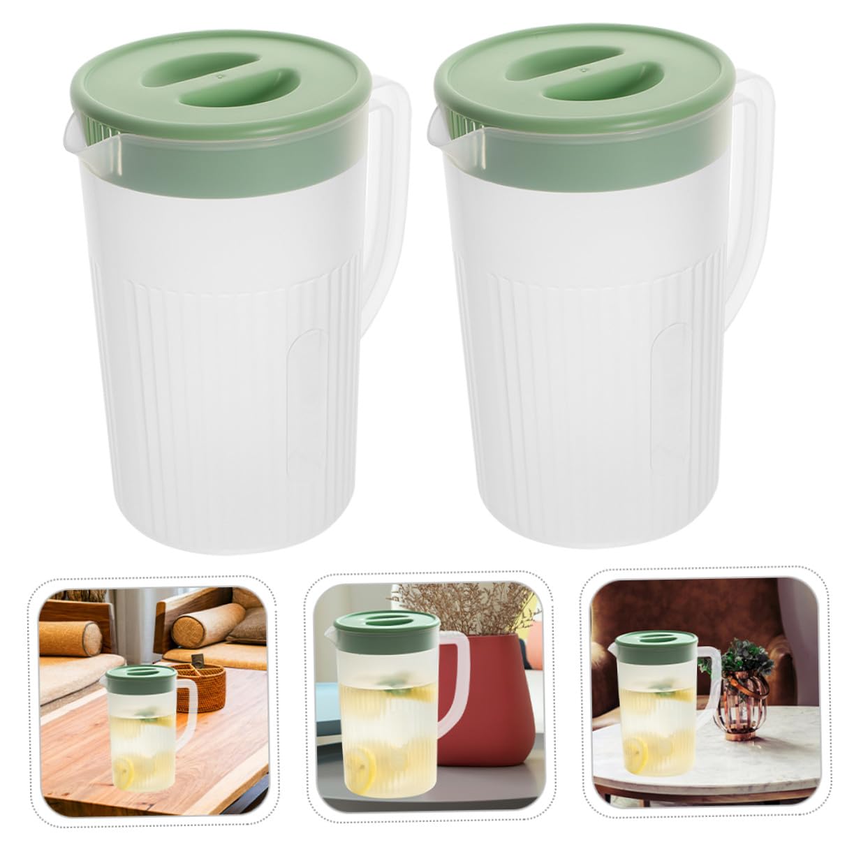 Garneck 2 piezas Jarra de Agua Grande con Tapa Resistente al Calor para Nevera y Bebidas Frías Limonada y Café Helado Casa y Oficina