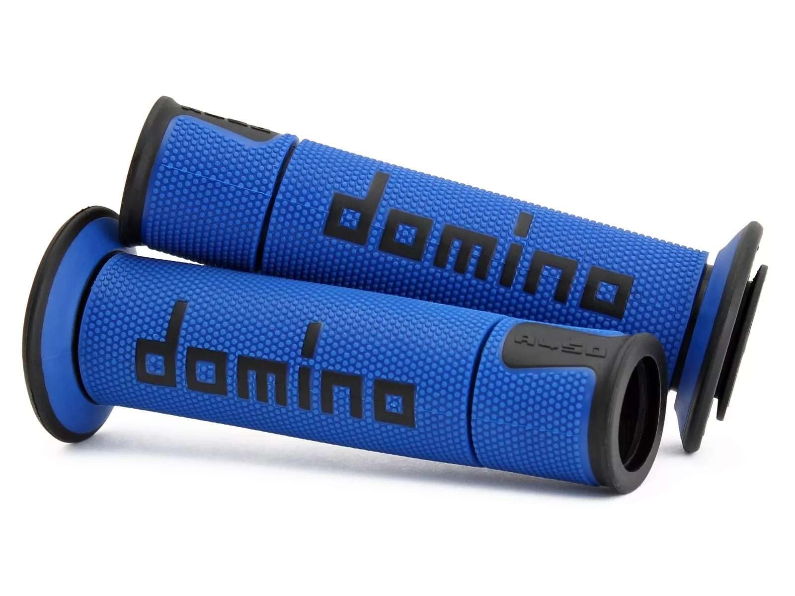 Paire Domino Manchons Bleu / Noir Racing Scooter Moto 120 mm Ouvert