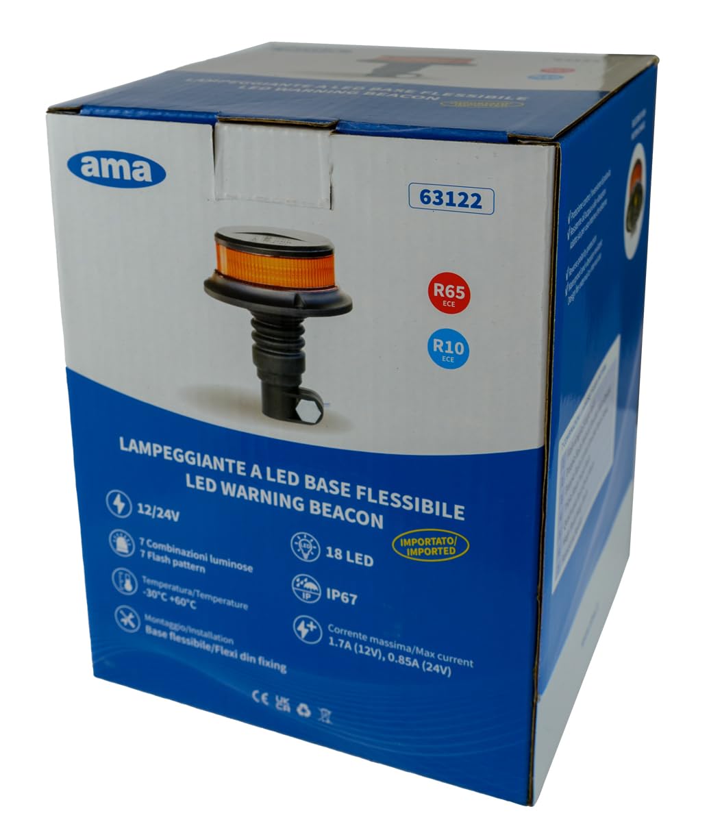 Lampeggiante LED 18 Ama Base Flessibile 12-24V IP67