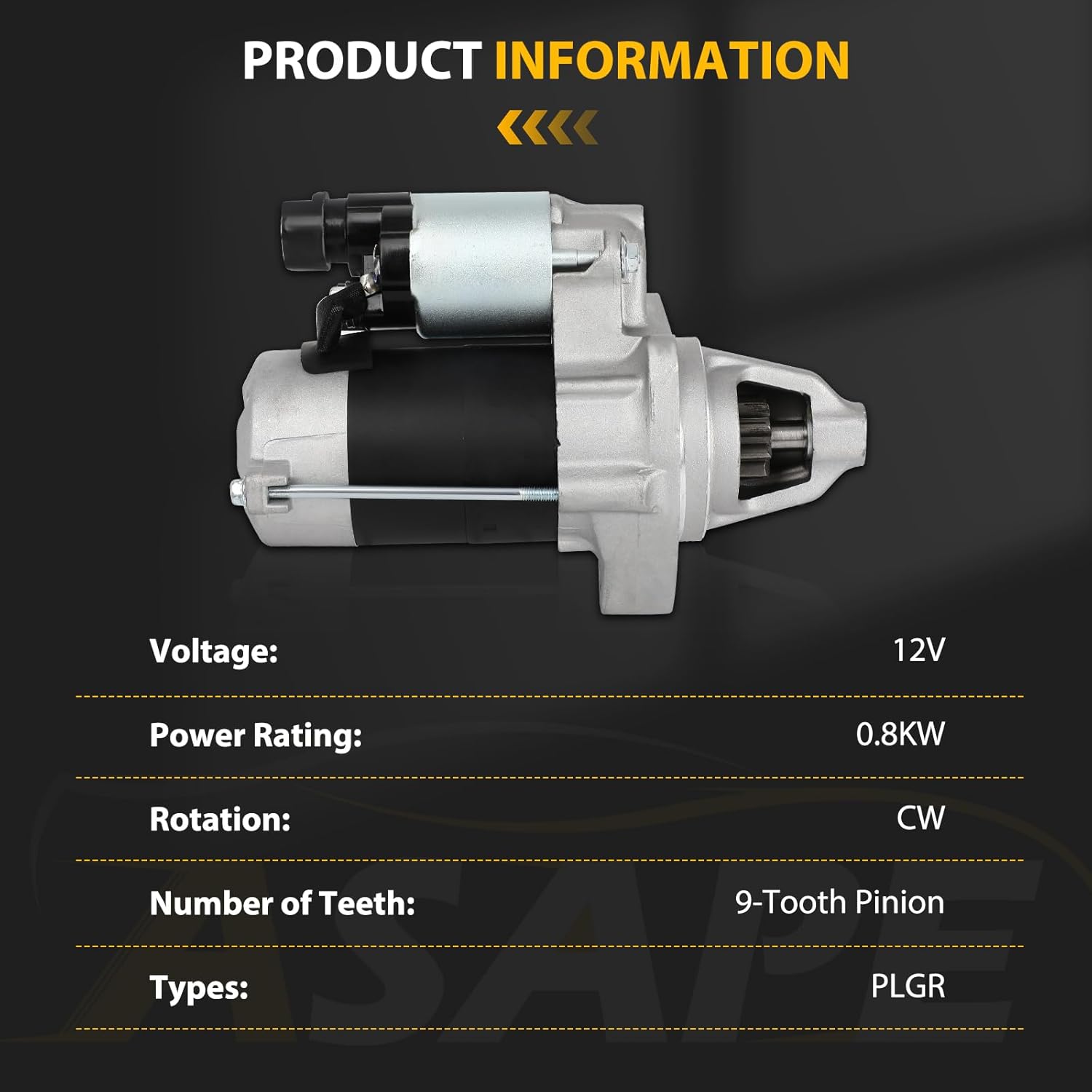 ASAPE 31200-PWA-901 Starter Fits for Honda for Fit 1.5L 2007 2008 2009 New Starter Motor 17998 428000-3390 190-6146 SR1342X 17998S 1-17998 16097 410-52264 280-0368 244-6997 2446997 91-29-5687