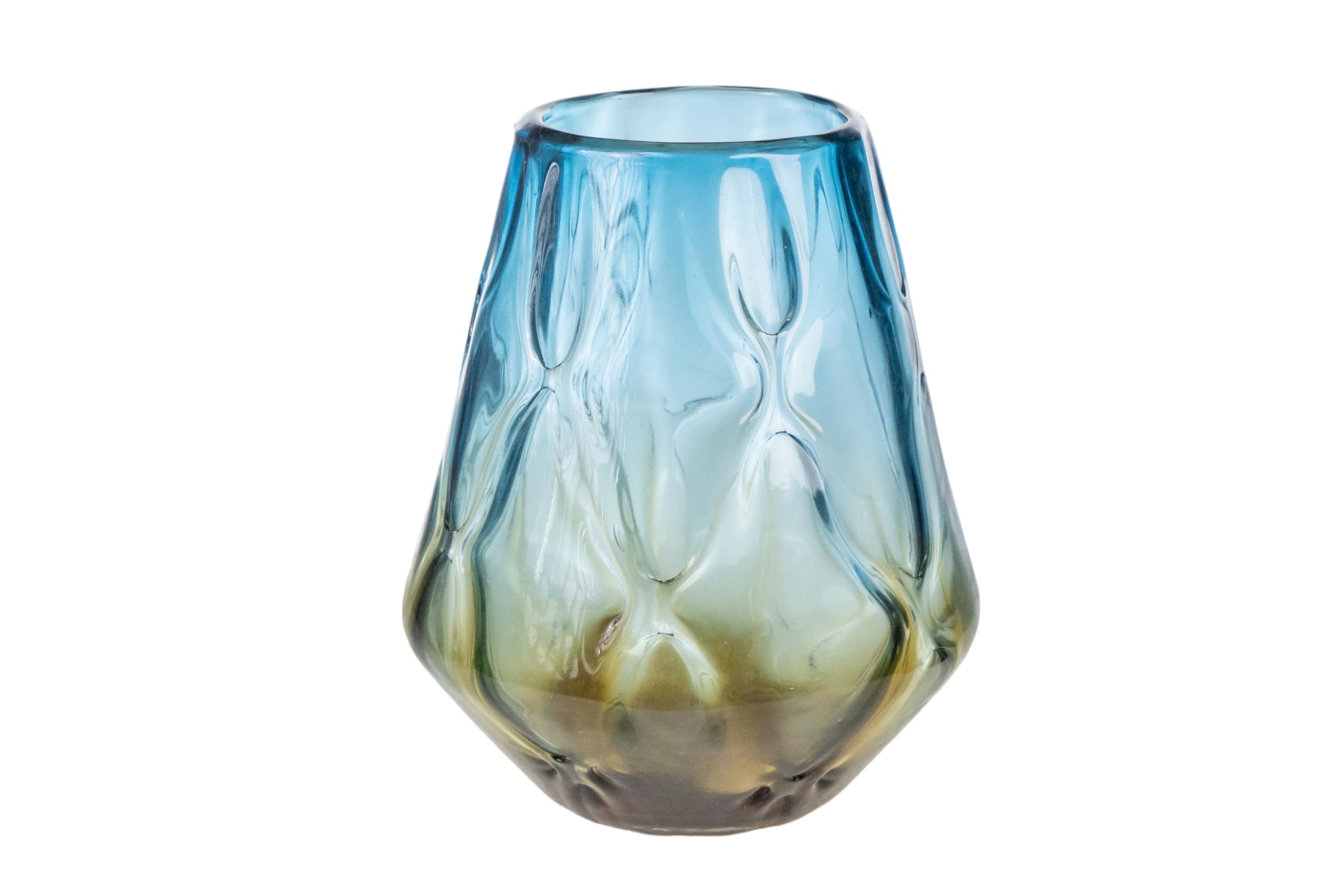 Vase en verre bleu et ambre idée cadeau crémaillère et anniversaire
