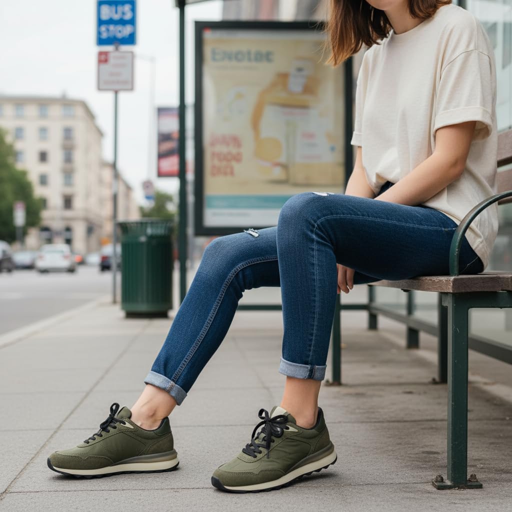 CUSHIONAIRE Women's Kicks lace up Nylon Sneaker +Comfort Foam, Wide Widths Available - Image 8