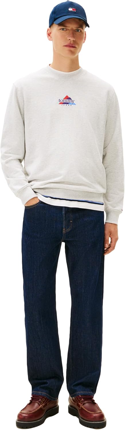 Tommy Jeans Men's Medium Weight Crewneck Sweatshirt With Embroidered Archival Logo