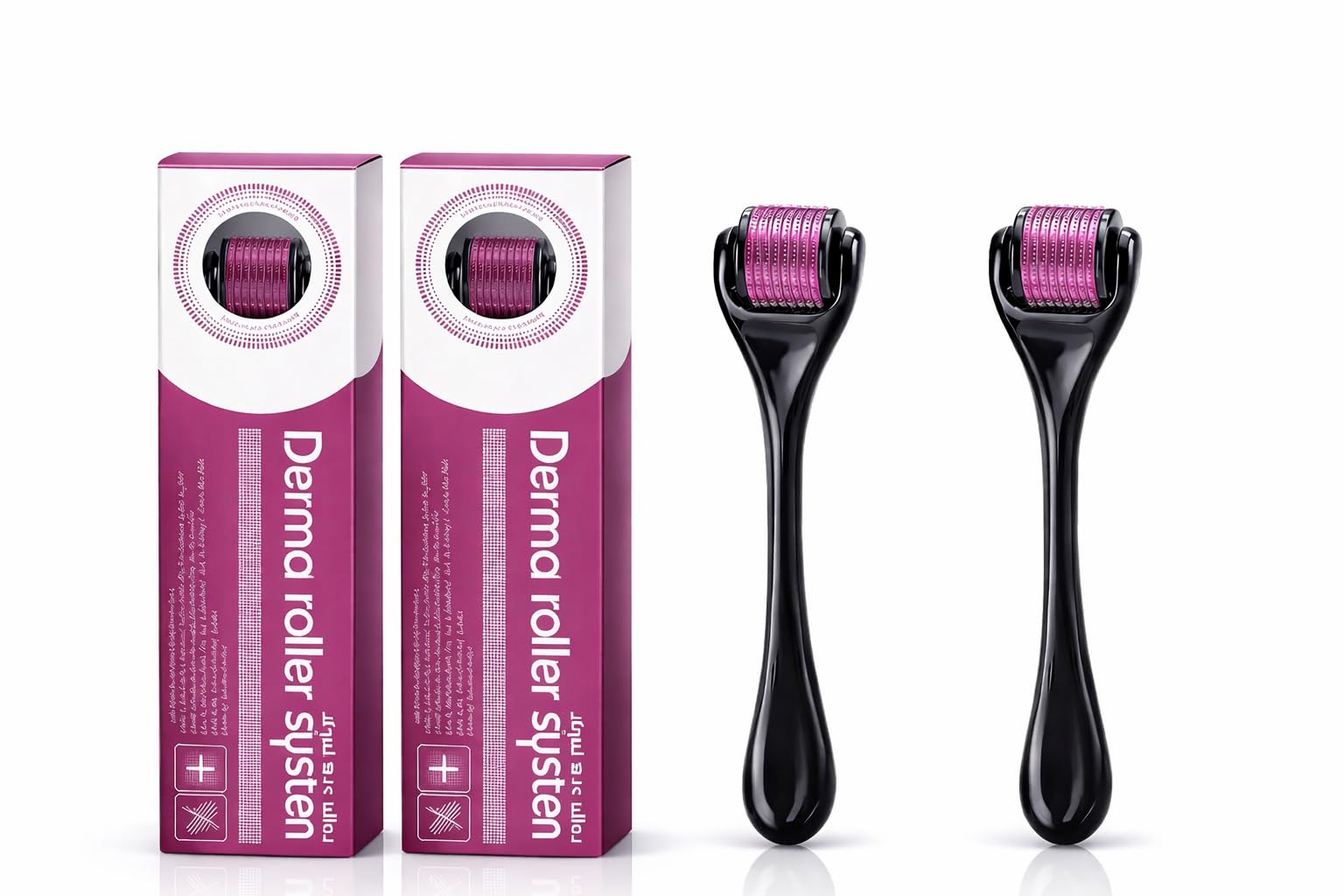 Derma Roller 0.50mm, 540 Titanium Alloy Micro-Needles, for Face, Skin and Hair, Acne Scars, Beard Growth and Hair Care, Black, Pack of 2-image-35