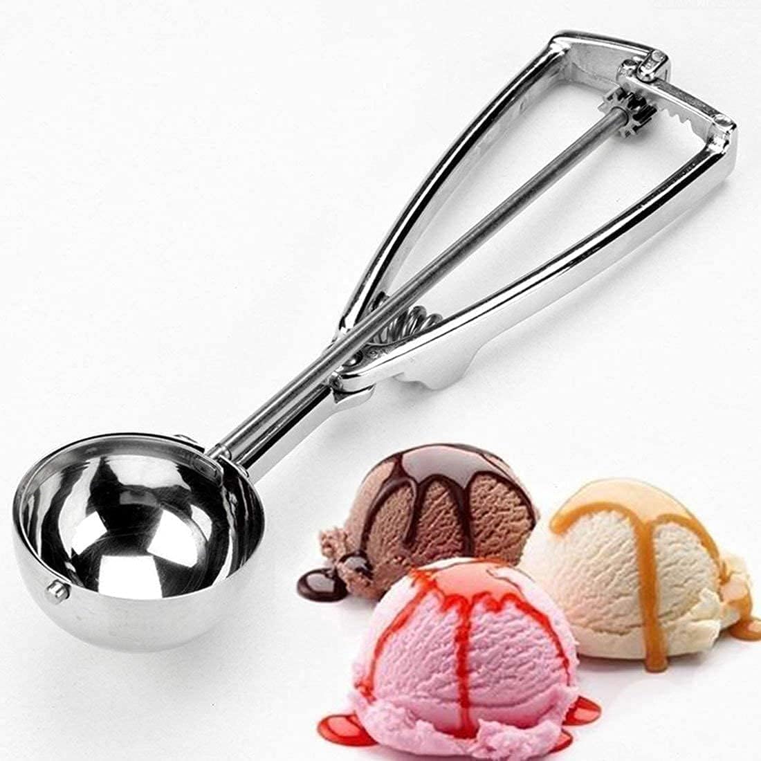 - Ice Cream Maker Stainless Steel Easy Trigger Icecream Scoop, Multipurpose Melon Baller Meatball Spring Scoops Scoop Stainless Steel for Effortless Serving (Silver)