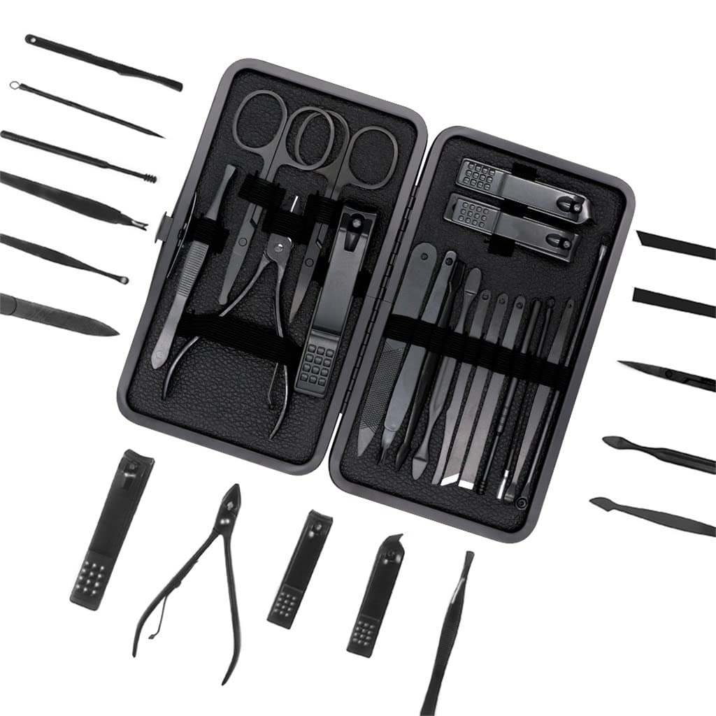 Ensemble de manucure Coupe-Ongles Outils ménage 18 pièces en Acier Inoxydable Oreille cuillère Coupe-Ongles Ciseaux Kit for Outils de manucure