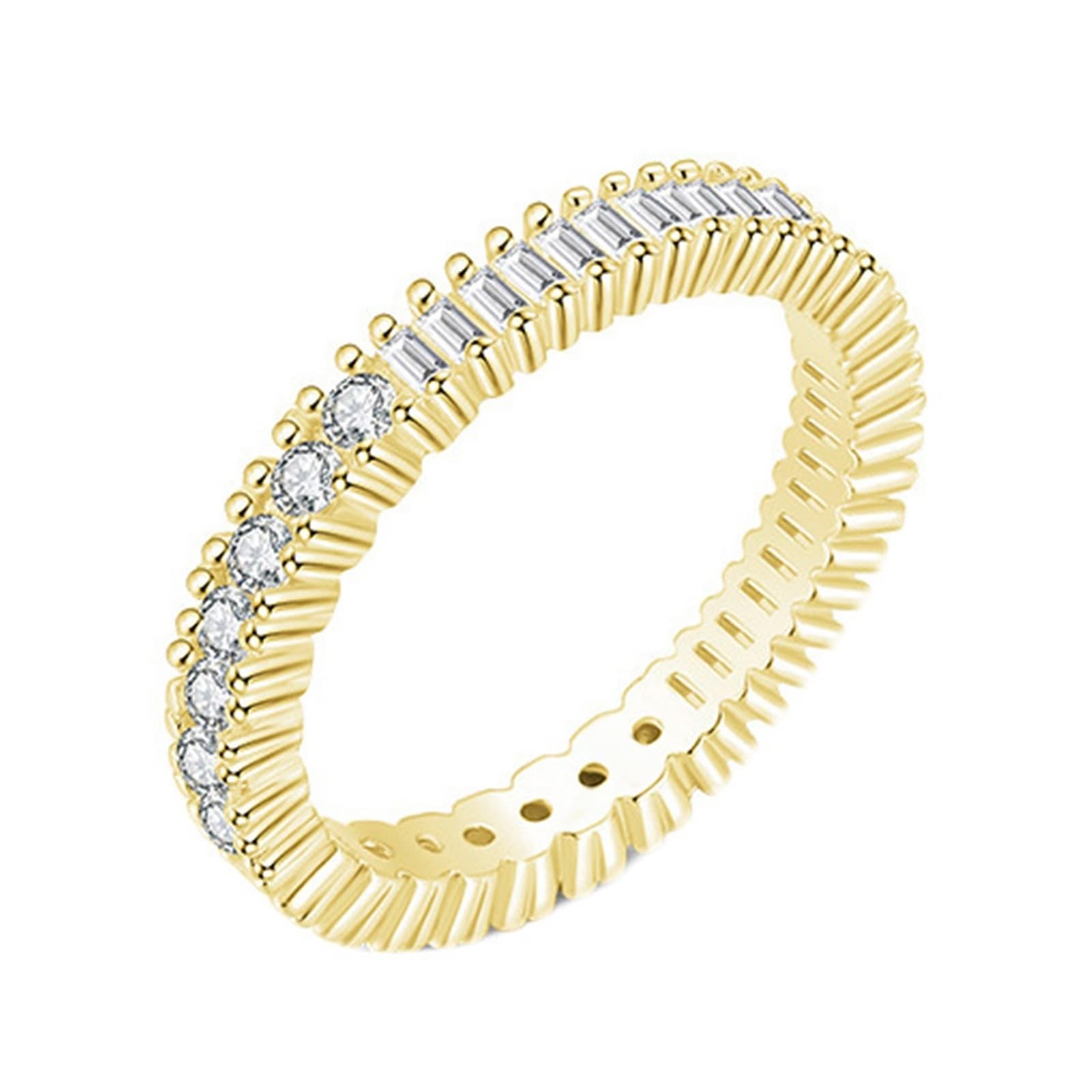 KnSam 9K/14K Gelbgold Verlobungsring Echt Schmuck, Rechteckschliff Moissanit Hochzeitsring Au375/ 585 Gelbgold, Ewigkeitsring Memoirering Freundschaftsringe Pärchen Ringe, Gr.47-62