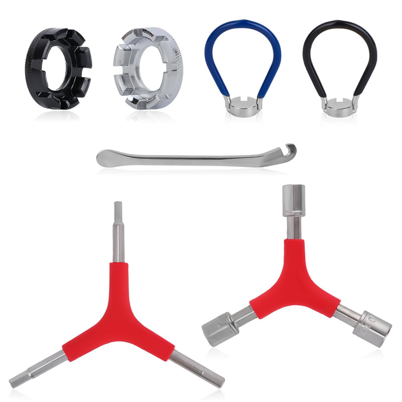 Clé à rayons de vélo kit de réparation 7 pièces avec clé hexagonale et douille universelle