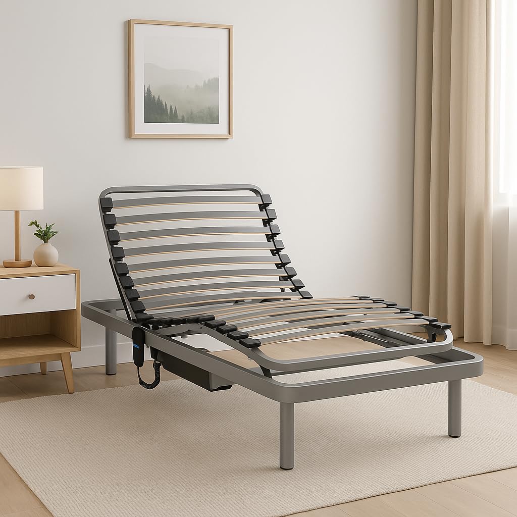 LA WEB DEL COLCHON Cama Articulada eléctrica Visual 90 x 190 cms. Somier Reforzado con Mando a Distancia por Cable Uso geriátrico y doméstico Se suministra Totalmente montada