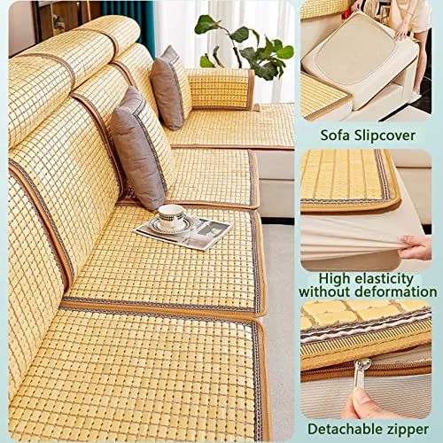 2023 Summer Bamboo Sectional Couch Cover Air Conditioning Mat, Cooling Sofa Seat Cushion Covers For 2/3/4 Seat ,Universal Seat Recliner Sofa Slipcover Furniture Protector For Dogs Cats Pet Living Room #TOP5