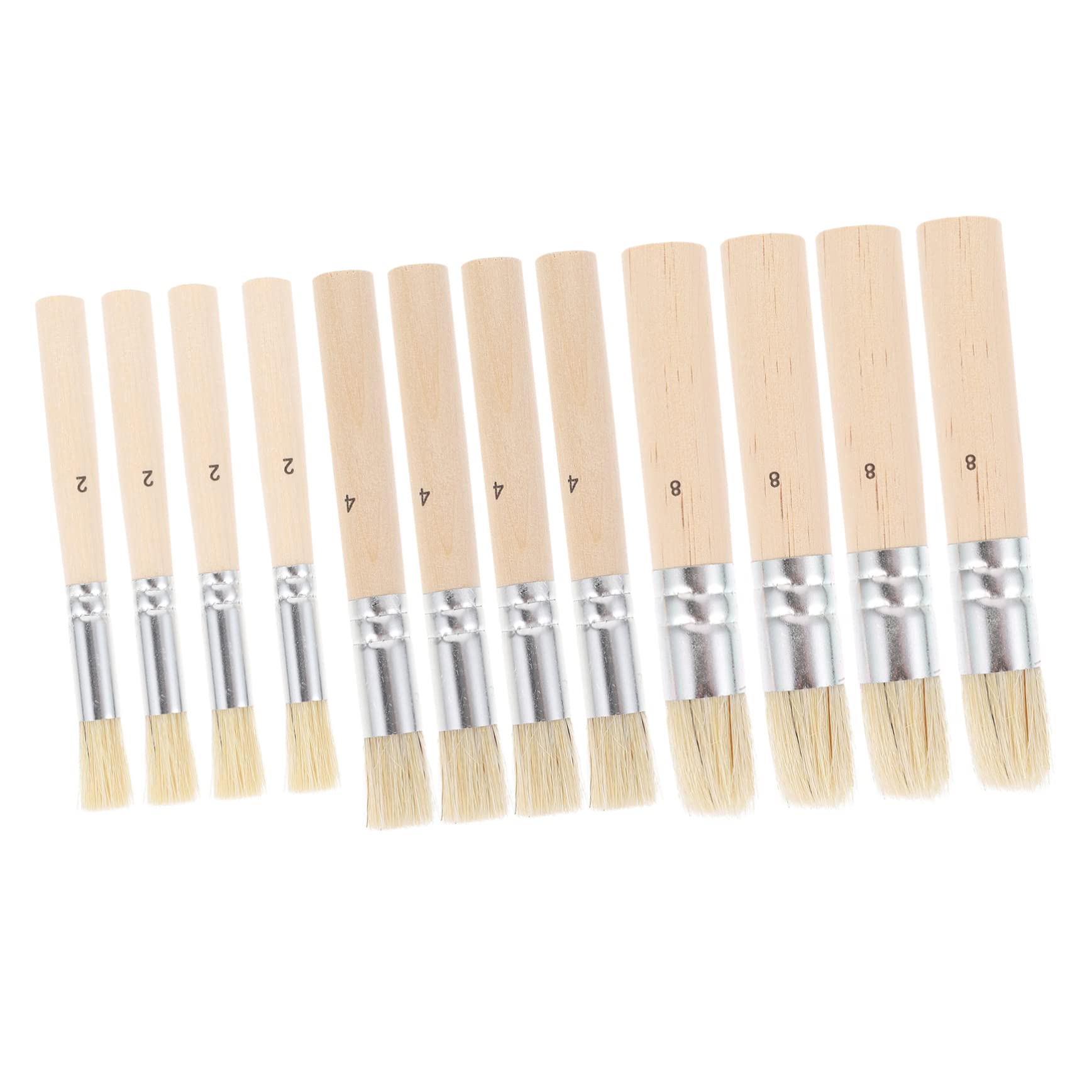 HOMSFOU Stencil Brush Set 4 Pack of 12pcs Wooden Template Paint Brush Sets for Oil Watercolor Painting