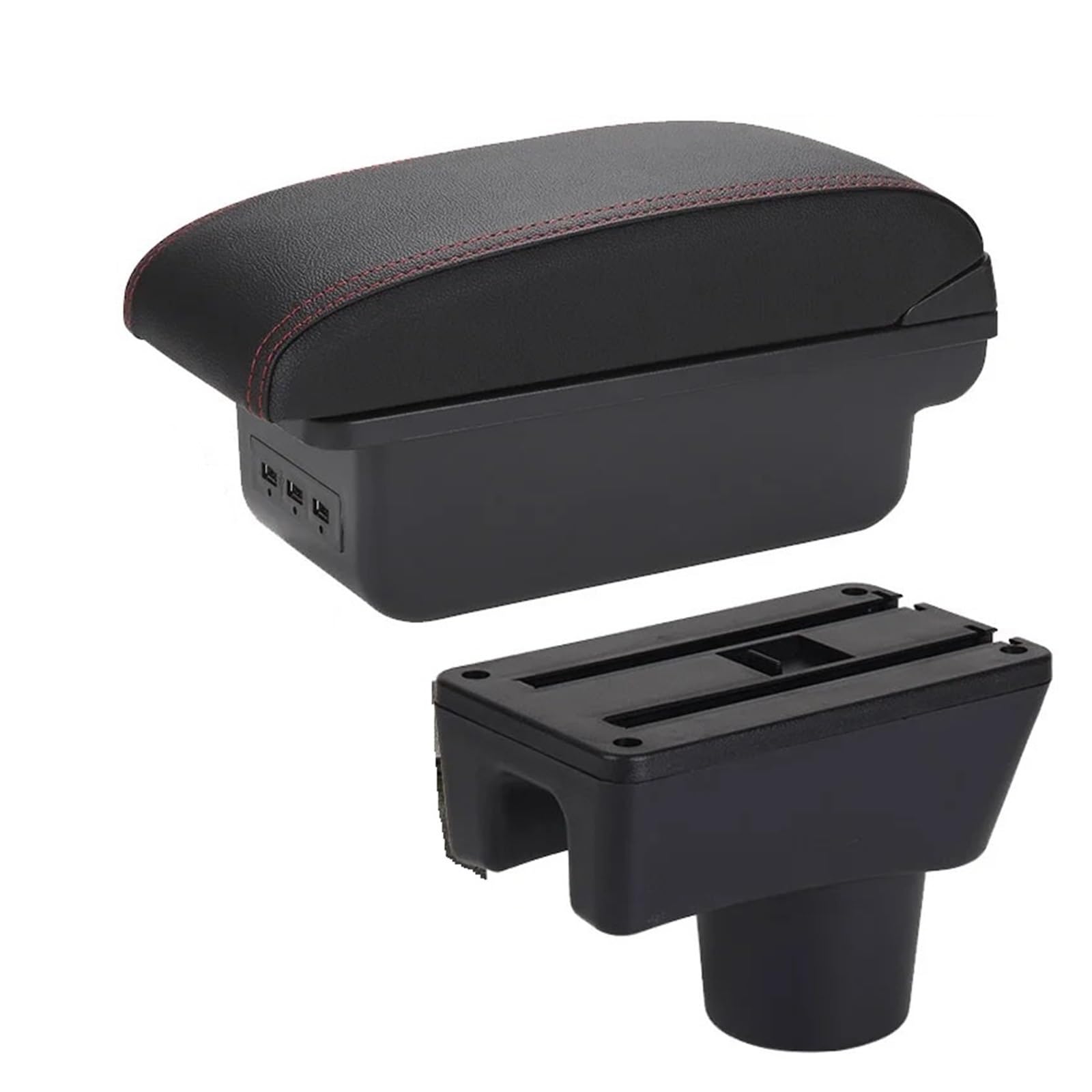 GBGWRMRYX Center Armrest Box For Mitsubishi For Attrage For Mirage For Space For Star Car Armrest Box Replacement Accessories Storage Box Arm Rest(B1 Black red 3USB)