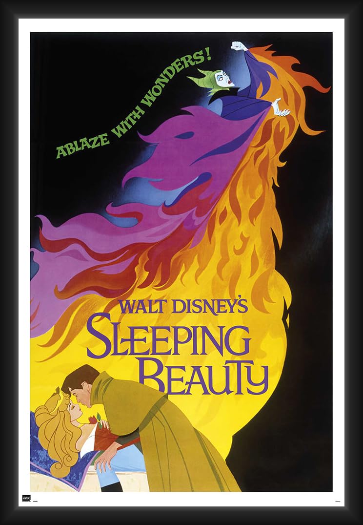 La Belle au Bois Dormant 1959 poster encadré 61 x 91 cm avec cadre en bois et verre plexi