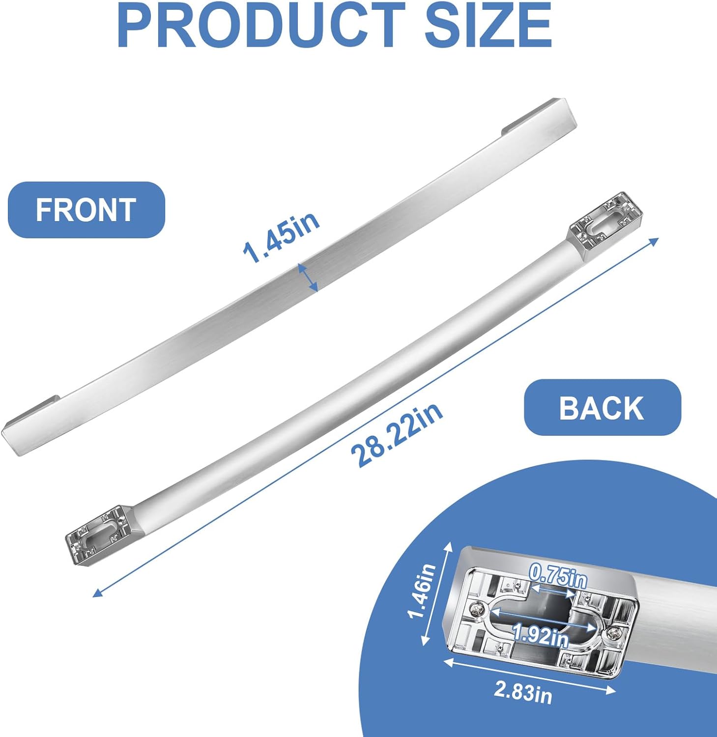 WR12X37485 Refrigerator Door Handle Compatible with GE Refrigerator,Stainless Freezer Door Handle Replace for PD00074459 4975820 AP7018698 PS16554855 EAP16554855