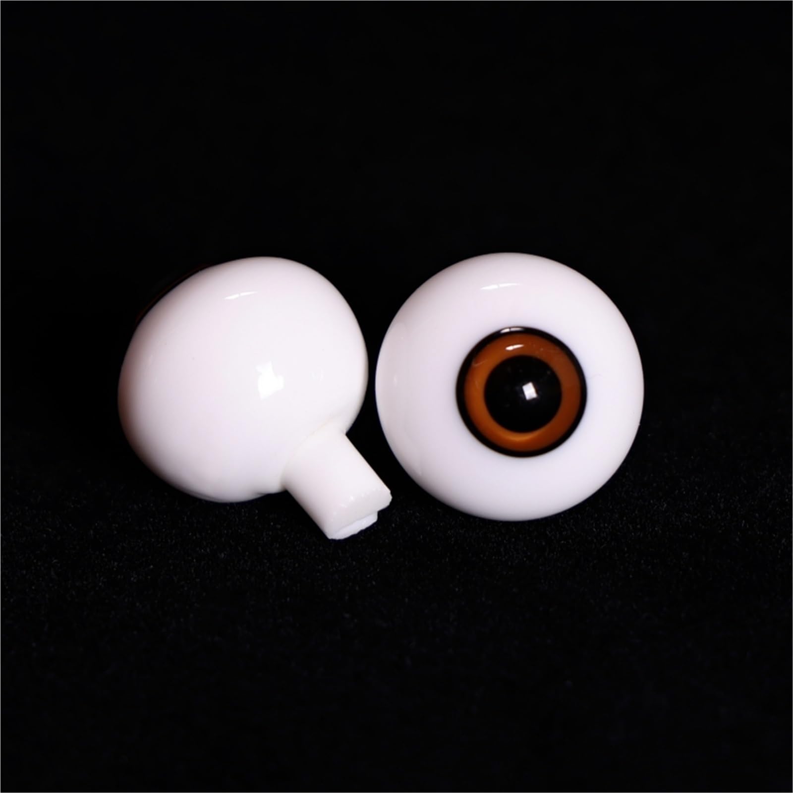 BJD Glass Eyeball, 12/14/16/18mm Brown Iris+Black Pupil Natural Model Eyeball with Handle for 1/3 1/4 1/6 OB11 BJD Doll(14MM(5.5-6))