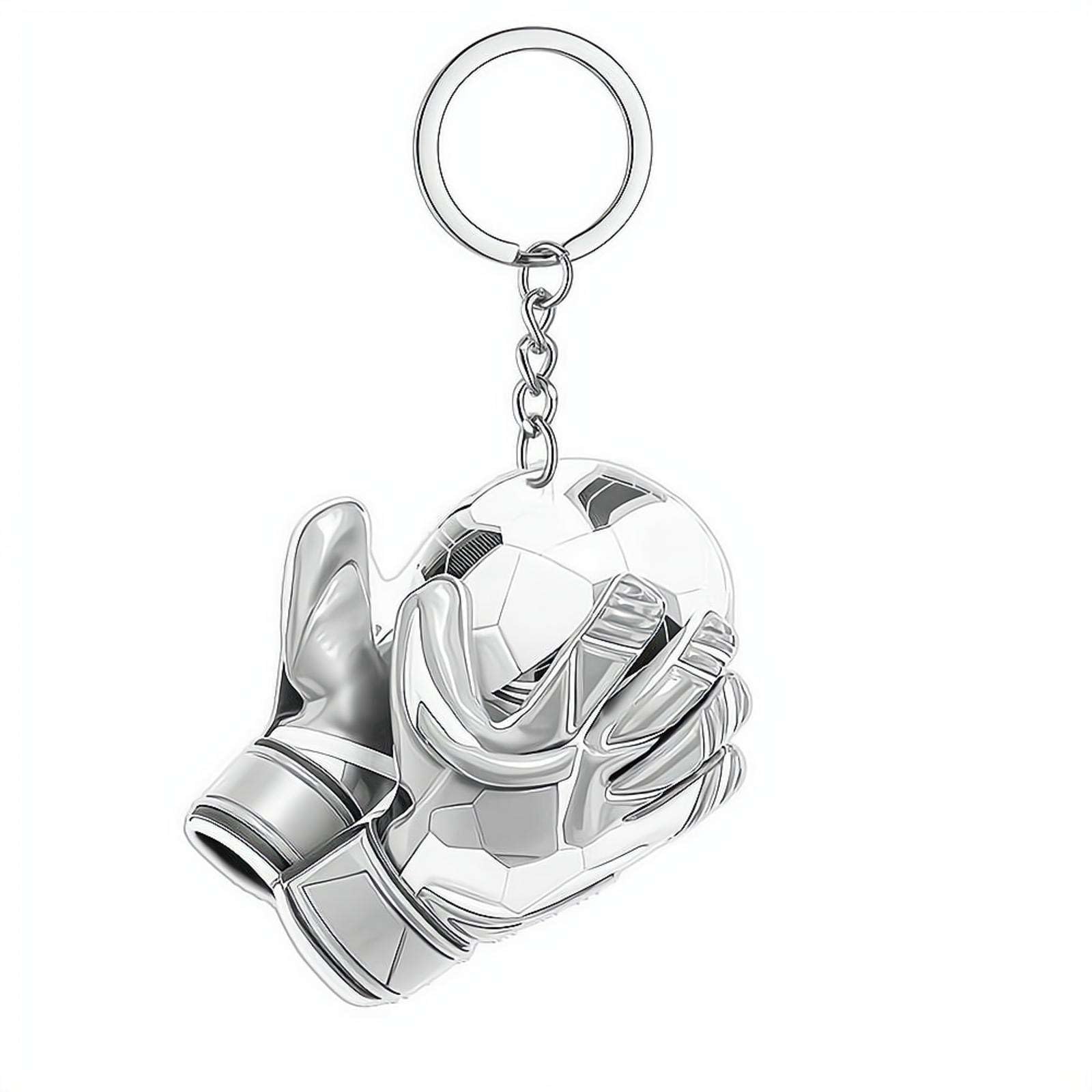 Goalkeeper Glove Keychain, Gloves Soccer Ornament, Gift for Goal Keepers SoccerPlayer Gift Idea SoccerTeam Gifts Soccer Player Gifting Idea SoccerBall Ornament Christmas SportOrnament (White)