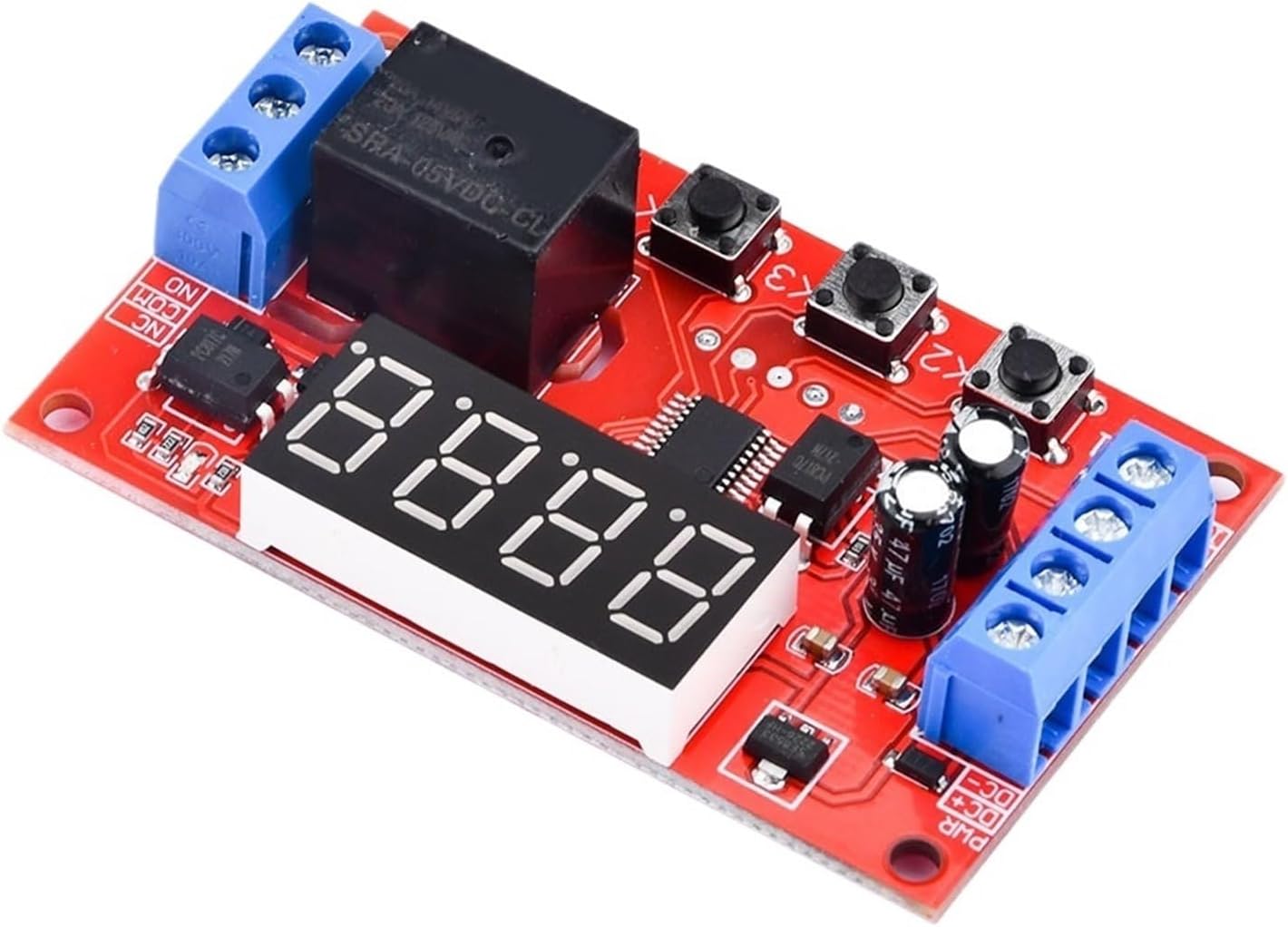 1PCS Time Delay Relay Module 32 Modes LED Digital Timming Trigger Timer Control Switch Pulse Cycle DC 5V 12V 24V 10A(12V Rotary With Case)