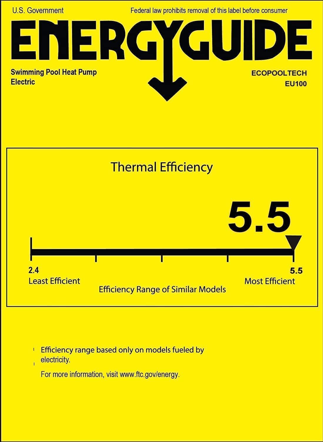 Energy Guide label for ECOPOOLTECH EU100