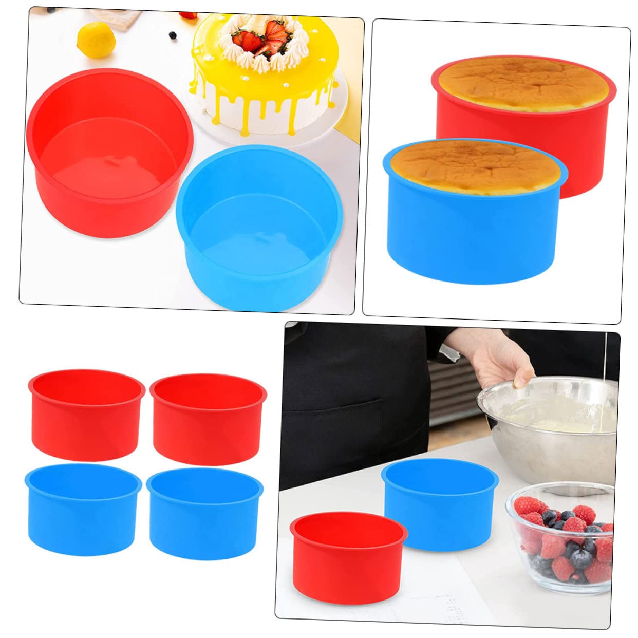 ifundom 16piezas Moldes De Silicona Para Pasteles Antiadherentes Moldes Redondos Para Hornear Queso y Tartas Para Repostería Casa