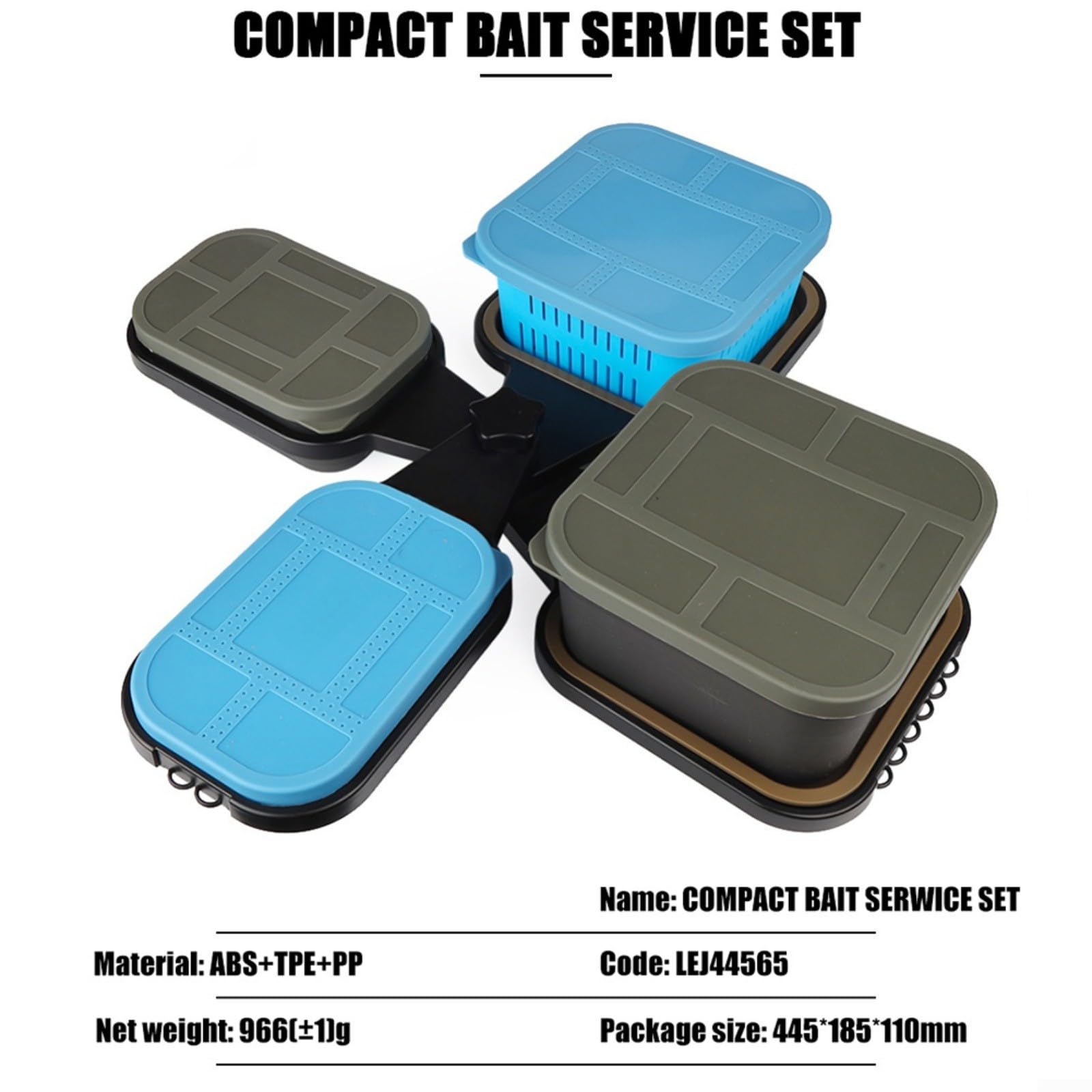 1-teiliger Angelköder-Aufbewahrungskoffer mit 600 ml und 1600 ml Dosen für Boilies und Hair Rigs, kompakte ABS-Angelbox für Outdoor-Angler, Blaugrün (WPE-BOX-LEJ44565)