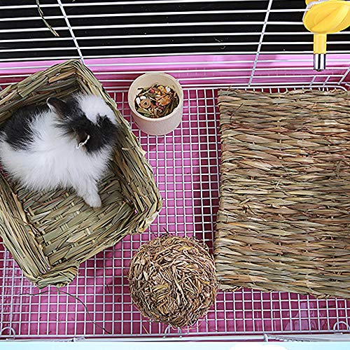 inherited 2 stuks 28 x 20 cm kleine dieren grasmat, grasmat gras, natuurlijk handgeweven grasmat veilig en eetbaar voor… - Image 5