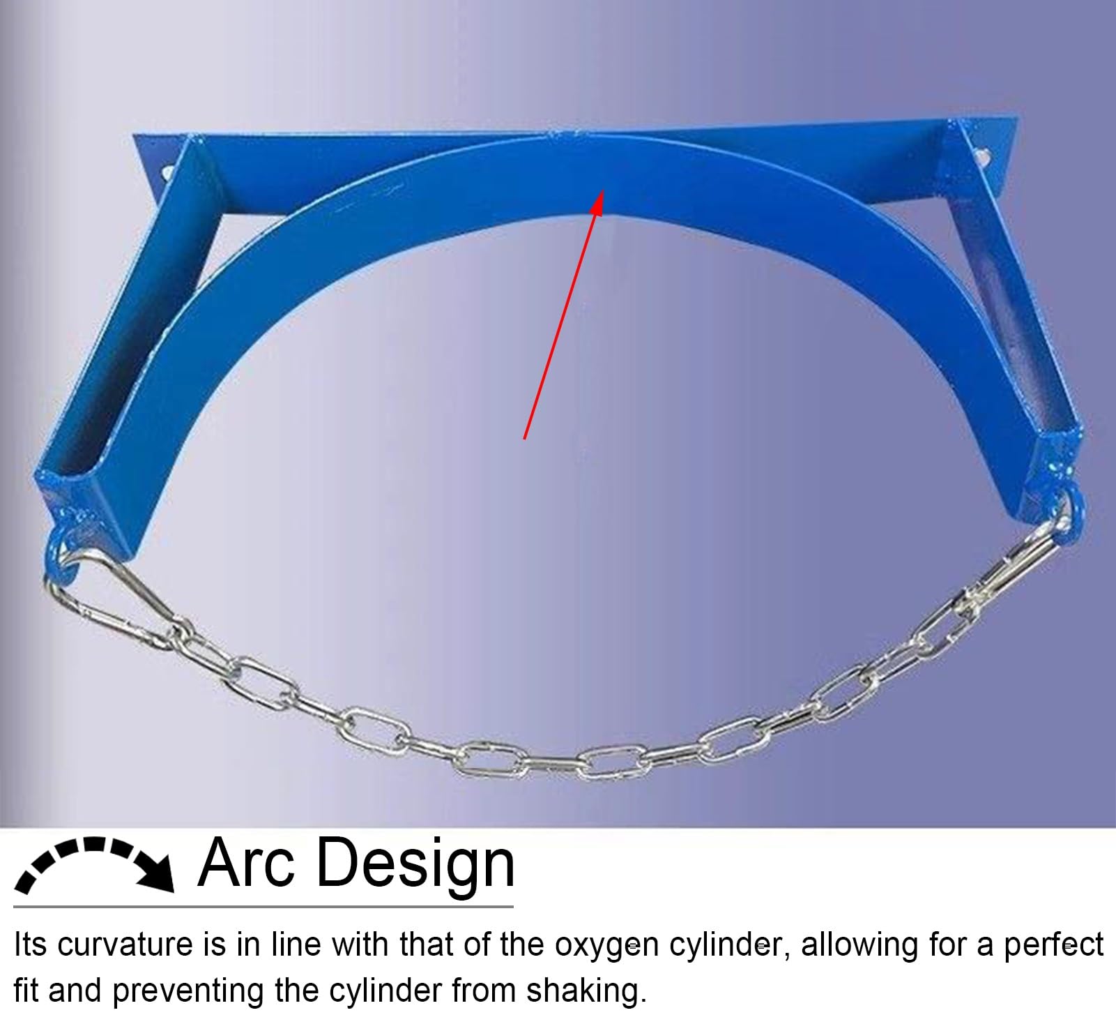 Generisch Sauerstoffflaschenhalter aus Metall mit Befestigungskette und Schraube, Blauer Sauerstoffflaschen-Wandhalter, Mehrzweck-Festgestell zur Aufbewahrung von Propan-/CO2-Flaschen (35 cm