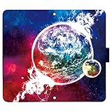 iPhone6S Plus ケース [デザイン:1.地球と月/マグネットハンドあり] 星と銀河 宇宙柄 アイフォン iphone6sp 手帳型 スマホケース スマホカバー 手帳 携帯 カバー