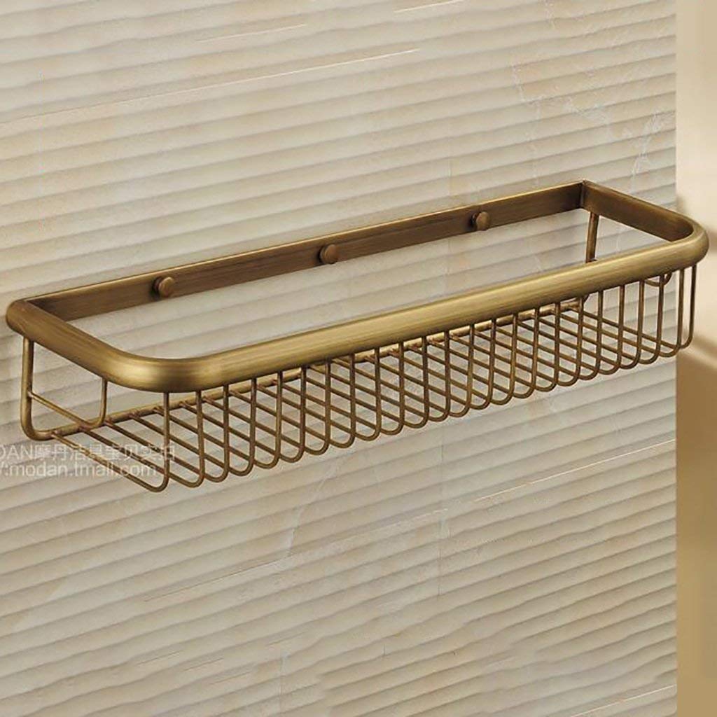 Panier mural de salle de bain en cuivre antique et étagère de douche 45cm