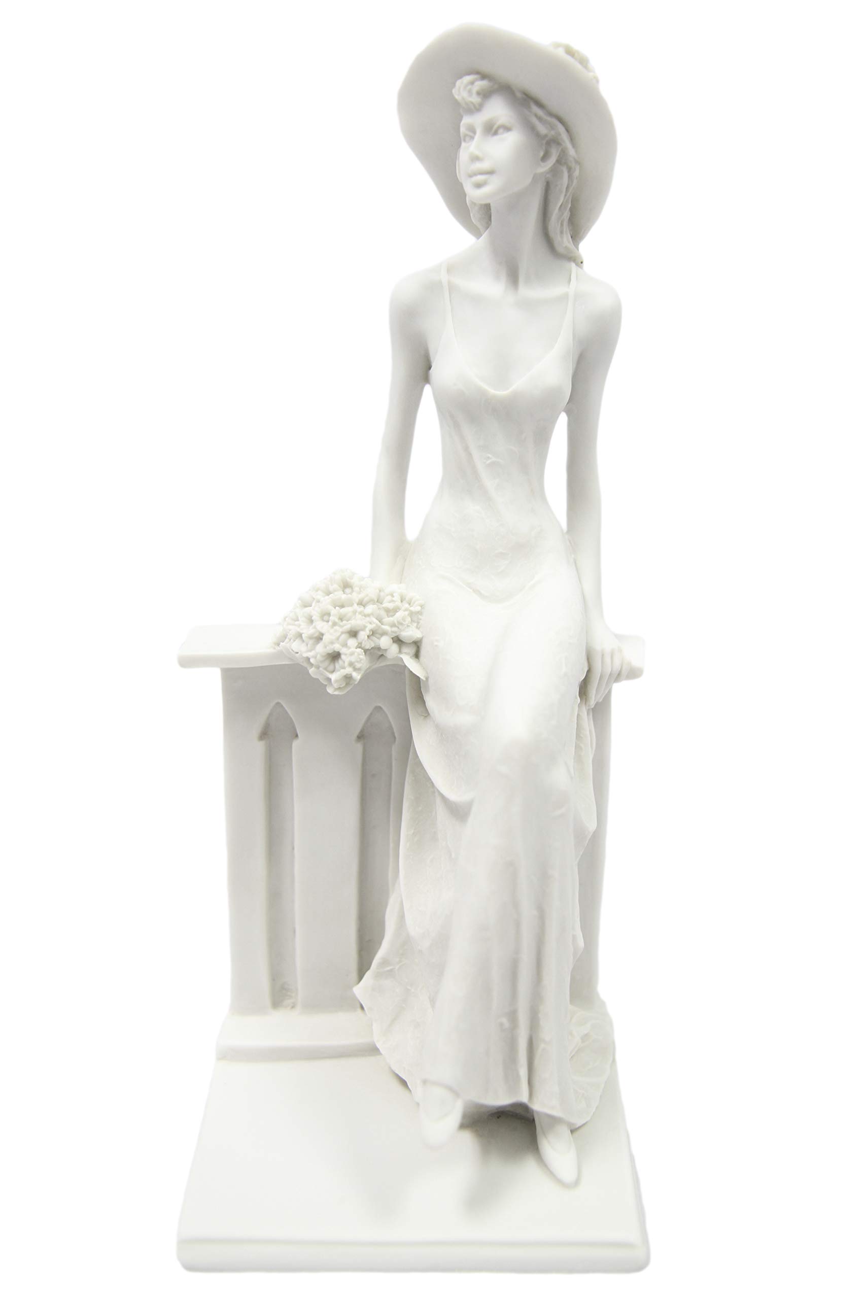 11" Beautiful Women Lady Sitting on The Wall Statue Sculpture Figure Figurine Art Deco Vittoria Collection Made in Italy