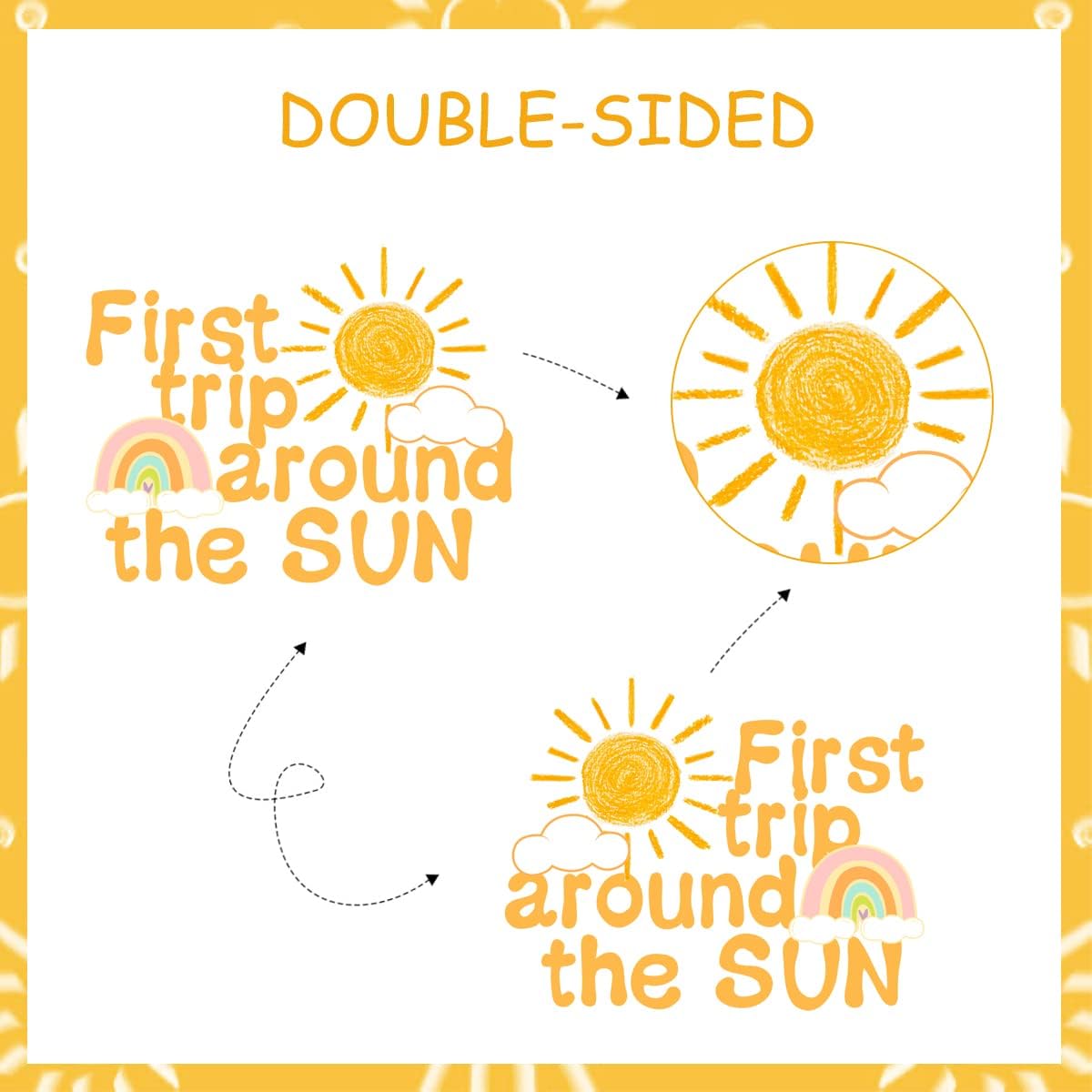 First Trip Around The Sun Cake Topper - Sunshine Outer Space 1st Birthday Cake Topper Double Sided Party Decorations for Boys Girls Birthday Party Baby Shower Decoration