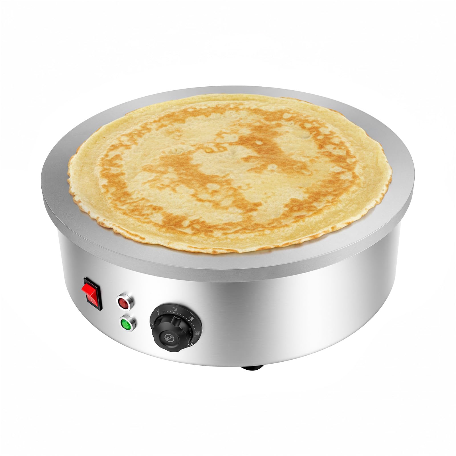 Machine à crêpes électrique 3000 W - 45 cm - En fonte - Avec répartiteur de pâte et spatule - Antiadhésive - Contrôle de la température 50-300 °C - Pour la maison et la restauration