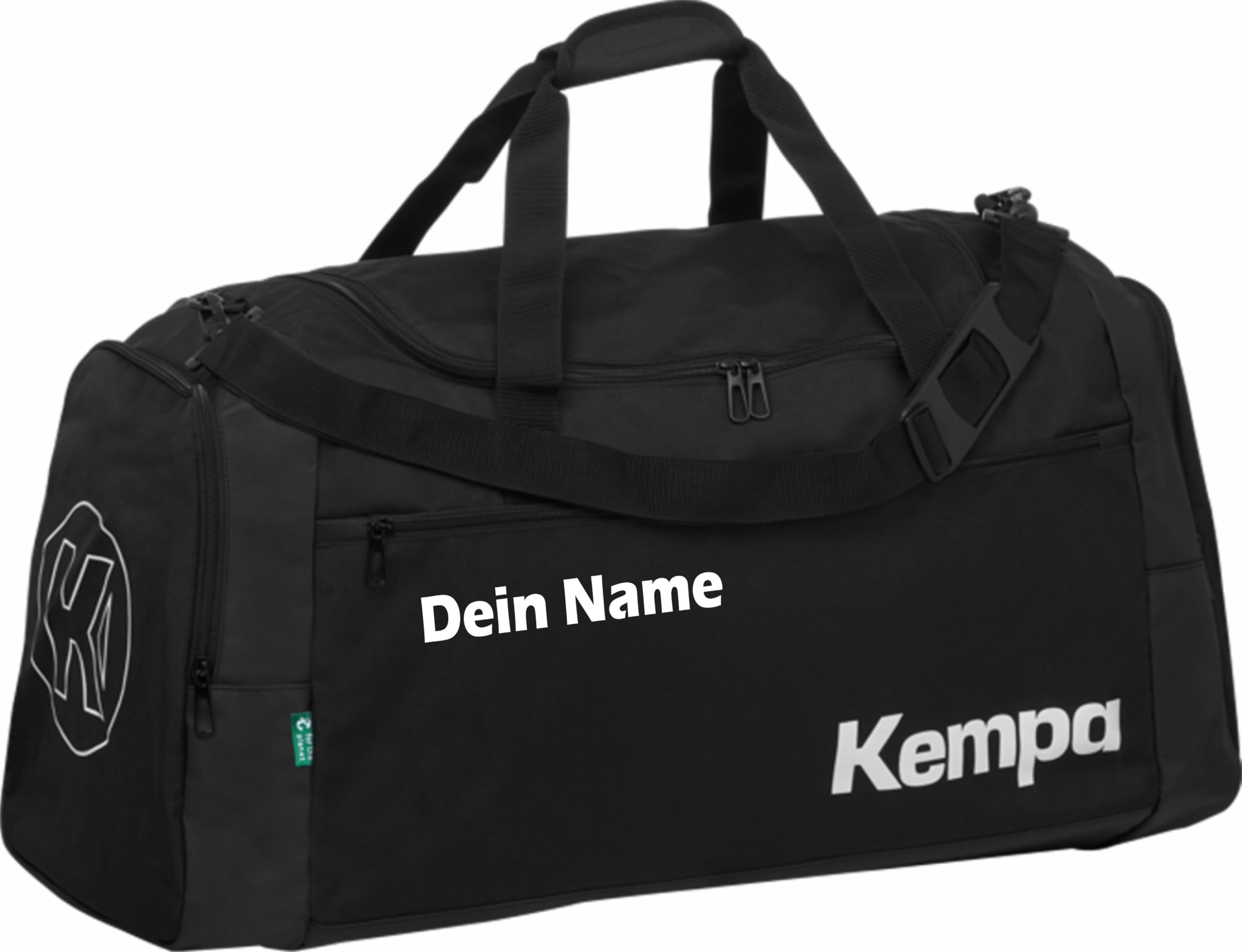 Sportartikelland Angebot für 1 Kempa Sporttasche M schwarz - 58 x 27 x 30 cm, 50L mit Aufdruck Namen